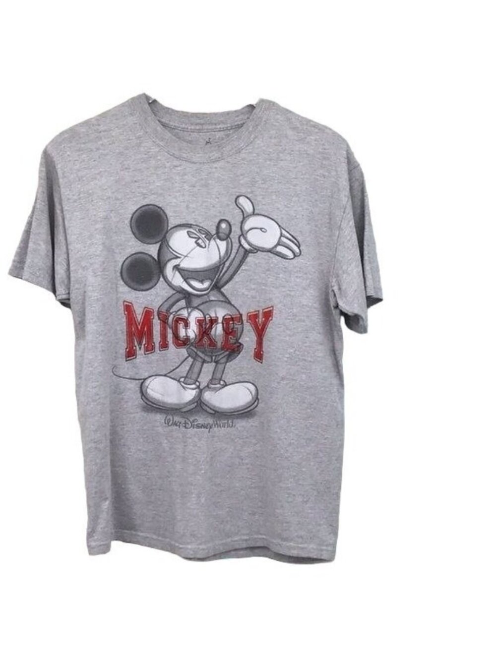 Walt Disney World Mickey Mouse Gray T-Shirt By Hanes Size M Cotton Blend